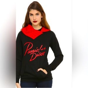 PANIC! AT THE DISCO Logo Cowl Neck Girls Pullover Hoddie M